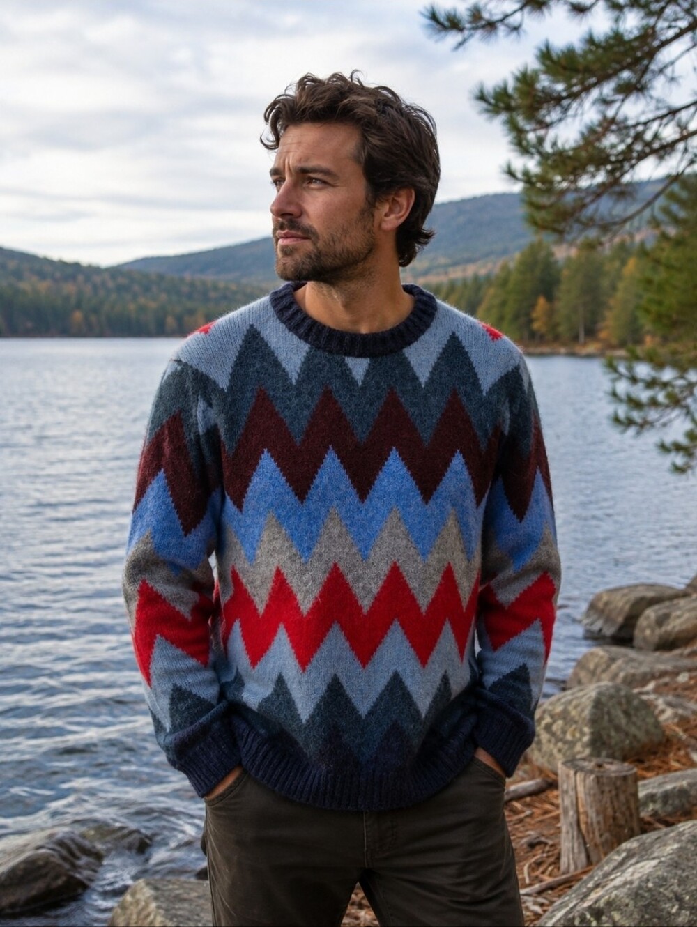 Howlin  100% Pure Wool Geometric  Sweater  Nordic Made In Scotland Large